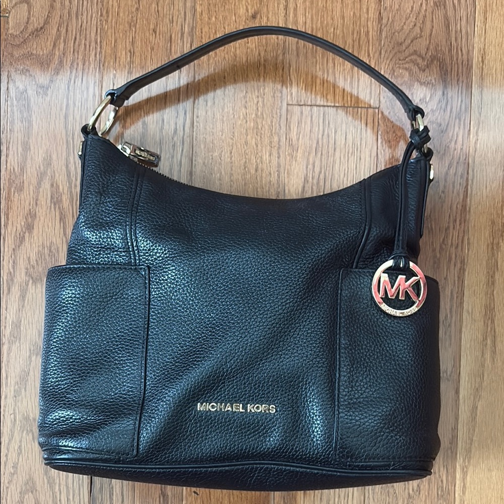Michael Kors Black Pebbled Leather Hobo Bag